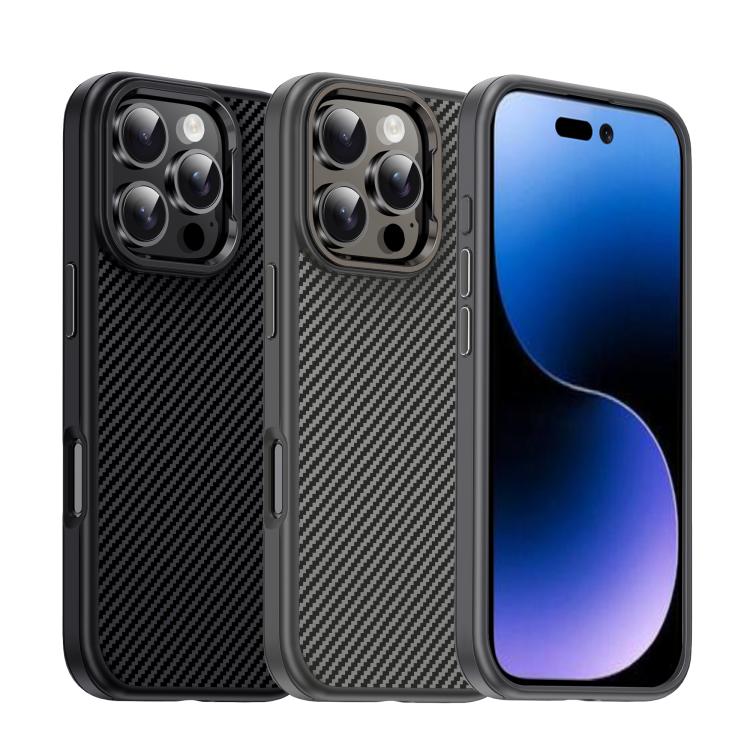 iPAKY Star Lord Series Carbon Fiber Textured Oil Spray PC+TPU Phone Case, For iPhone 17e / 16e, For iPhone 16 Pro Max, For iPhone 16 Pro, For iPhone 16 Plus, For iPhone 16