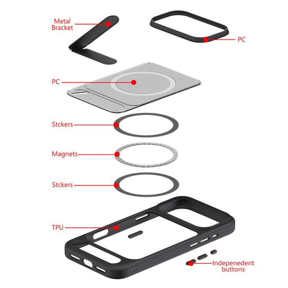 Kalebol MagSafe Invisible Tilt Holder PC Hybrid TPU Case, For iPhone 17 Pro Max, For iPhone 17 Pro, For iPhone 17, For iPhone Air, For iPhone 16 Pro Max, For iPhone 16 Pro