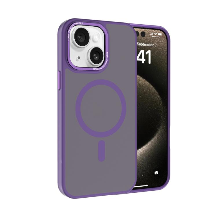Kalebol Metal Lens Frame MagSafe Frosted PC Phone Case, For iPhone 14 Plus, For iPhone 14