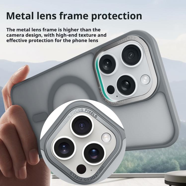 Kalebol Metal Lens Frame MagSafe Frosted PC Phone Case, For iPhone 16 Pro Max, For iPhone 16 Pro