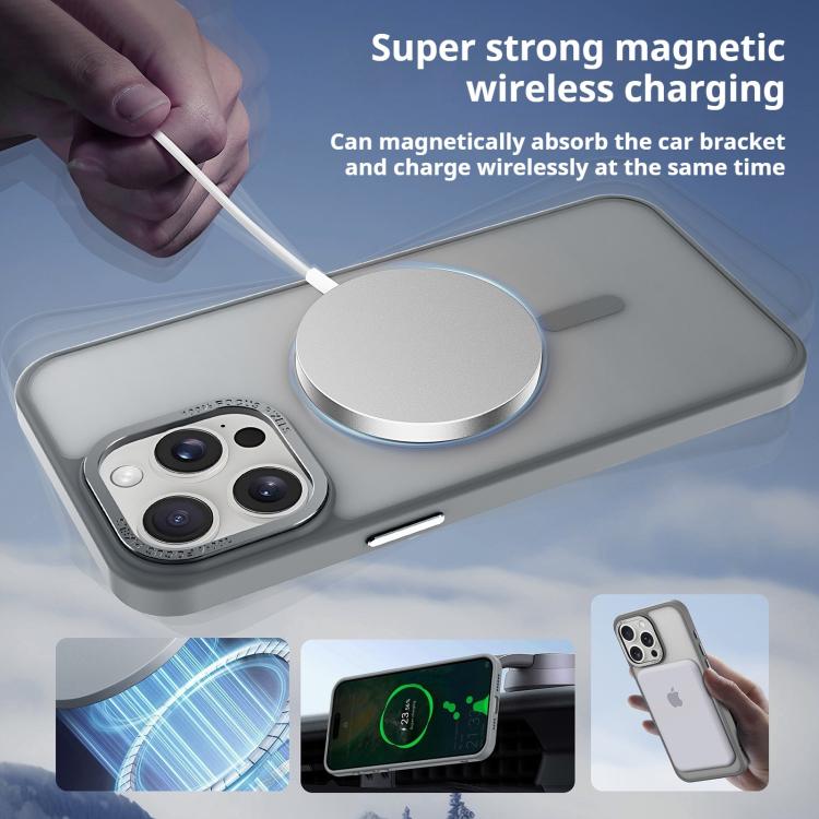 Kalebol Metal Lens Frame MagSafe Frosted PC Phone Case, For iPhone 13 Pro Max, For iPhone 13 Pro