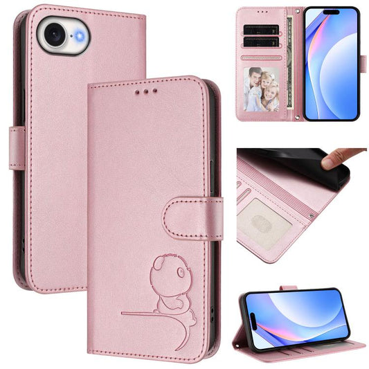 Litter Panda Embossing RFID Leather Phone Case with Lanyard