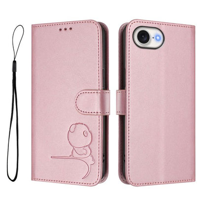 Litter Panda Embossing RFID Leather Phone Case with Lanyard