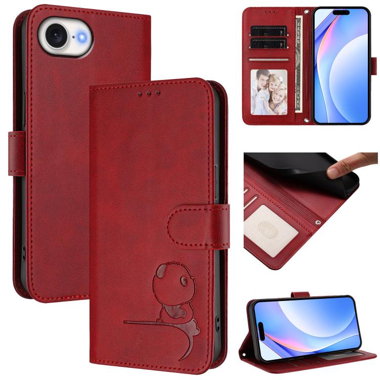 Litter Panda Embossing RFID Leather Phone Case with Lanyard, For iPhone 18 Pro / 17 Pro, For iPhone 18 Pro Max / 17 Pro Max, For iPhone 17e / 16e, For iPhone 17
