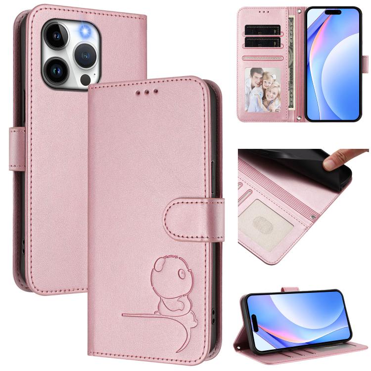 Litter Panda Embossing RFID Leather Phone Case with Lanyard