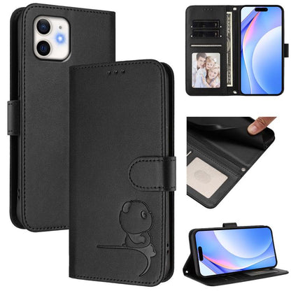 Litter Panda Embossing RFID Leather Phone Case with Lanyard