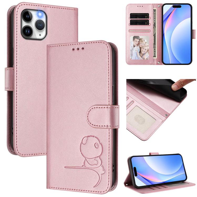 Litter Panda Embossing RFID Leather Phone Case with Lanyard