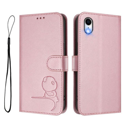 Litter Panda Embossing RFID Leather Phone Case with Lanyard