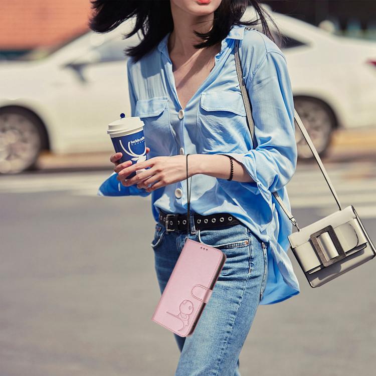 Litter Panda Embossing RFID Leather Phone Case with Lanyard