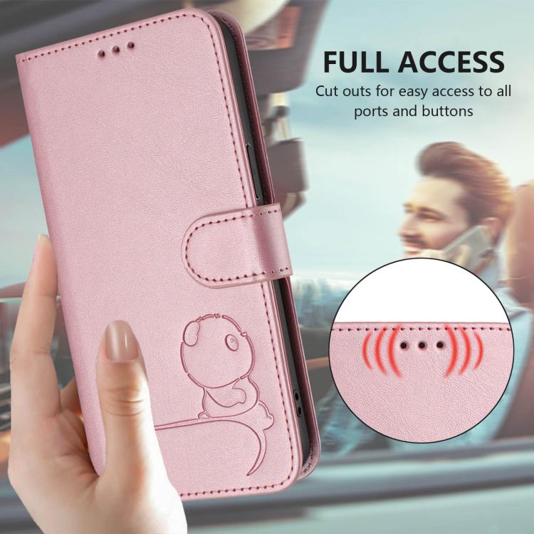 Litter Panda Embossing RFID Leather Phone Case with Lanyard, For iPhone 18 Pro / 17 Pro, For iPhone 18 Pro Max / 17 Pro Max, For iPhone 17e / 16e, For iPhone 17