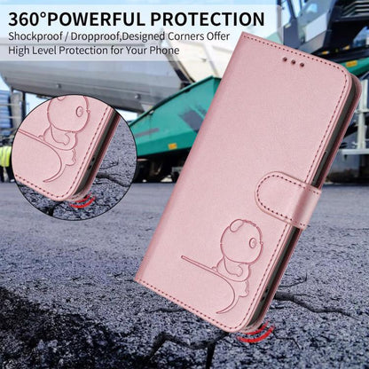 Litter Panda Embossing RFID Leather Phone Case with Lanyard, For iPhone 18 Pro / 17 Pro, For iPhone 18 Pro Max / 17 Pro Max, For iPhone 17e / 16e, For iPhone 17