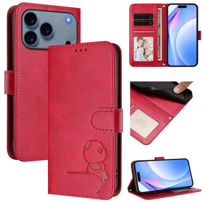 Litter Panda Embossing RFID Leather Phone Case with Lanyard