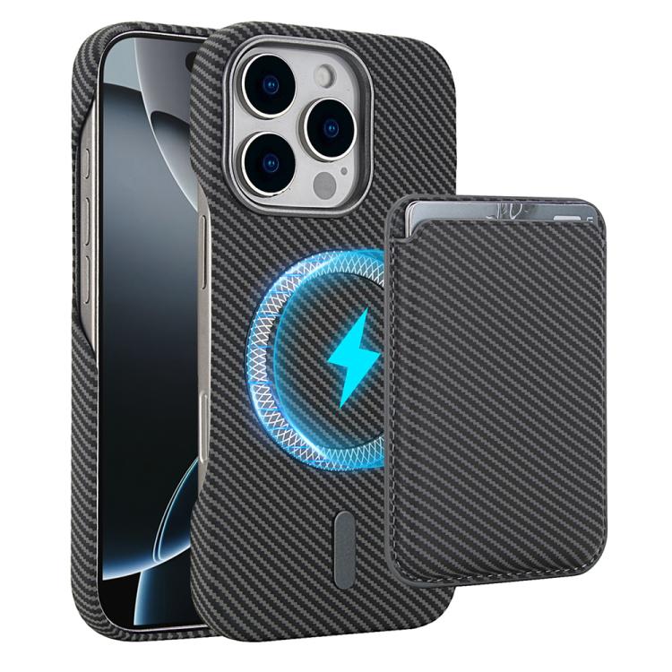 Carbon Fiber MagSafe Magnetic Card Holder Phone Case, For iPhone 16 Pro Max, iPhone 16 Pro, For iPhone 16 Plus, For iPhone 16
