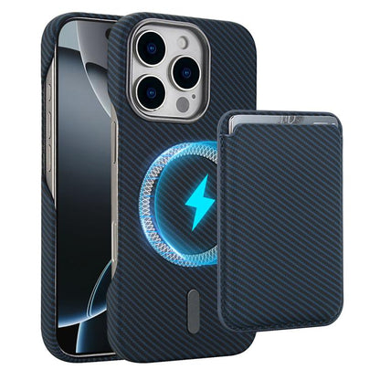 Carbon Fiber MagSafe Magnetic Card Holder Phone Case, For iPhone 16 Pro Max, iPhone 16 Pro, For iPhone 16 Plus, For iPhone 16