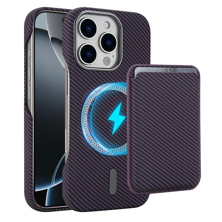 Carbon Fiber MagSafe Magnetic Card Holder Phone Case, For iPhone 16 Pro Max, iPhone 16 Pro, For iPhone 16 Plus, For iPhone 16