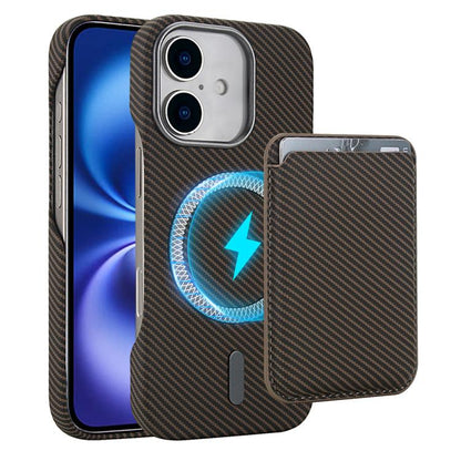 Carbon Fiber MagSafe Magnetic Card Holder Phone Case, For iPhone 16 Pro Max, iPhone 16 Pro, For iPhone 16 Plus, For iPhone 16