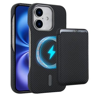 Carbon Fiber MagSafe Magnetic Card Holder Phone Case, For iPhone 16 Pro Max, iPhone 16 Pro, For iPhone 16 Plus, For iPhone 16