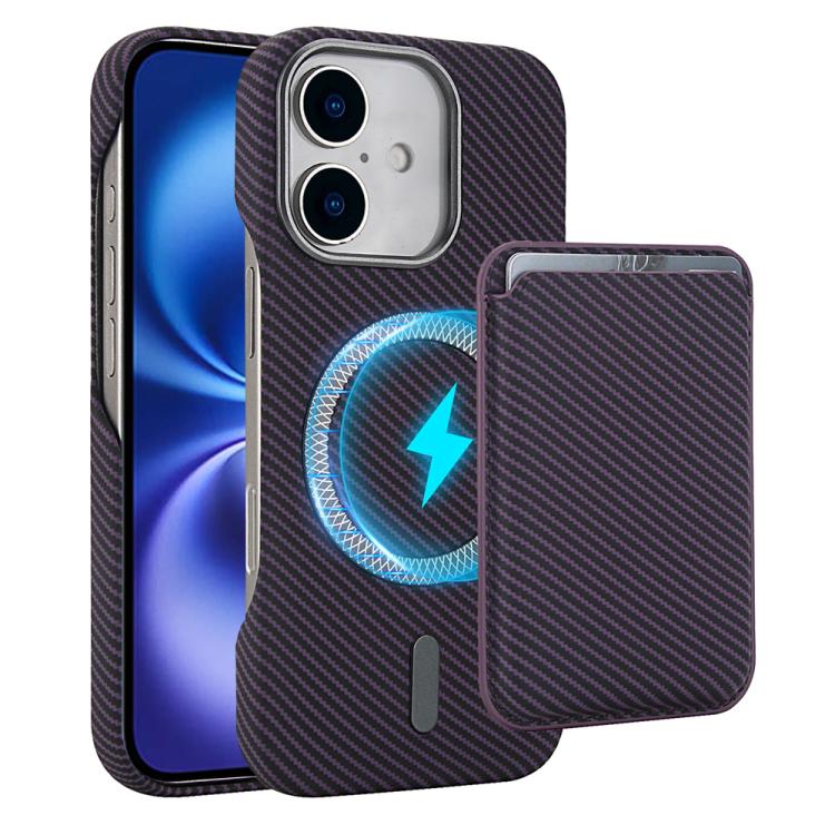 Carbon Fiber MagSafe Magnetic Card Holder Phone Case, For iPhone 16 Pro Max, iPhone 16 Pro, For iPhone 16 Plus, For iPhone 16