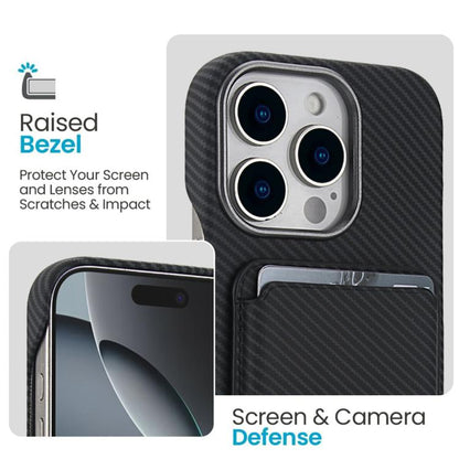 Carbon Fiber MagSafe Magnetic Card Holder Phone Case, For iPhone 15 Pro Max, For iPhone 15 Pro, For iPhone 15 Plus, For iPhone 15