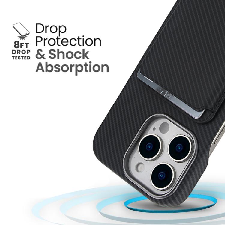Carbon Fiber MagSafe Magnetic Card Holder Phone Case, For iPhone 15 Pro Max, For iPhone 15 Pro, For iPhone 15 Plus, For iPhone 15