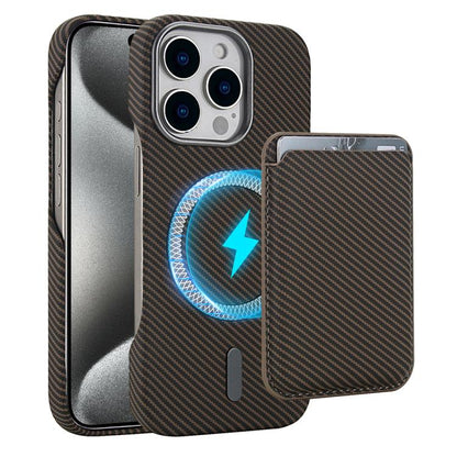 Carbon Fiber MagSafe Magnetic Card Holder Phone Case, For iPhone 15 Pro Max, For iPhone 15 Pro, For iPhone 15 Plus, For iPhone 15
