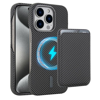 Carbon Fiber MagSafe Magnetic Card Holder Phone Case, For iPhone 15 Pro Max, For iPhone 15 Pro, For iPhone 15 Plus, For iPhone 15