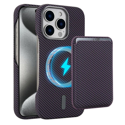 Carbon Fiber MagSafe Magnetic Card Holder Phone Case, For iPhone 15 Pro Max, For iPhone 15 Pro, For iPhone 15 Plus, For iPhone 15