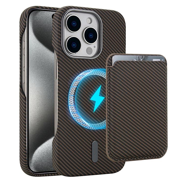 Carbon Fiber MagSafe Magnetic Card Holder Phone Case, For iPhone 15 Pro Max, For iPhone 15 Pro, For iPhone 15 Plus, For iPhone 15