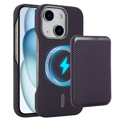 Carbon Fiber MagSafe Magnetic Card Holder Phone Case, For iPhone 15 Pro Max, For iPhone 15 Pro, For iPhone 15 Plus, For iPhone 15