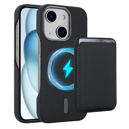 Carbon Fiber MagSafe Magnetic Card Holder Phone Case, For iPhone 15 Pro Max, For iPhone 15 Pro, For iPhone 15 Plus, For iPhone 15