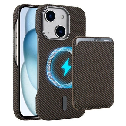 Carbon Fiber MagSafe Magnetic Card Holder Phone Case, For iPhone 15 Pro Max, For iPhone 15 Pro, For iPhone 15 Plus, For iPhone 15