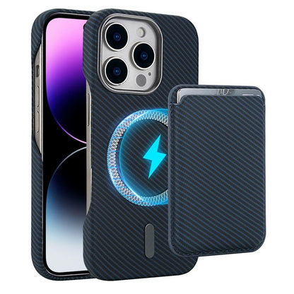 Carbon Fiber MagSafe Magnetic Card Holder Phone Case, For iPhone 14, For iPhone 14 Pro, For iPhone 14 Pro Max, For iPhone 13 Pro Max