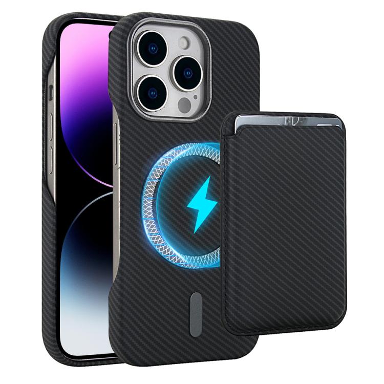 Carbon Fiber MagSafe Magnetic Card Holder Phone Case, For iPhone 14, For iPhone 14 Pro, For iPhone 14 Pro Max, For iPhone 13 Pro Max