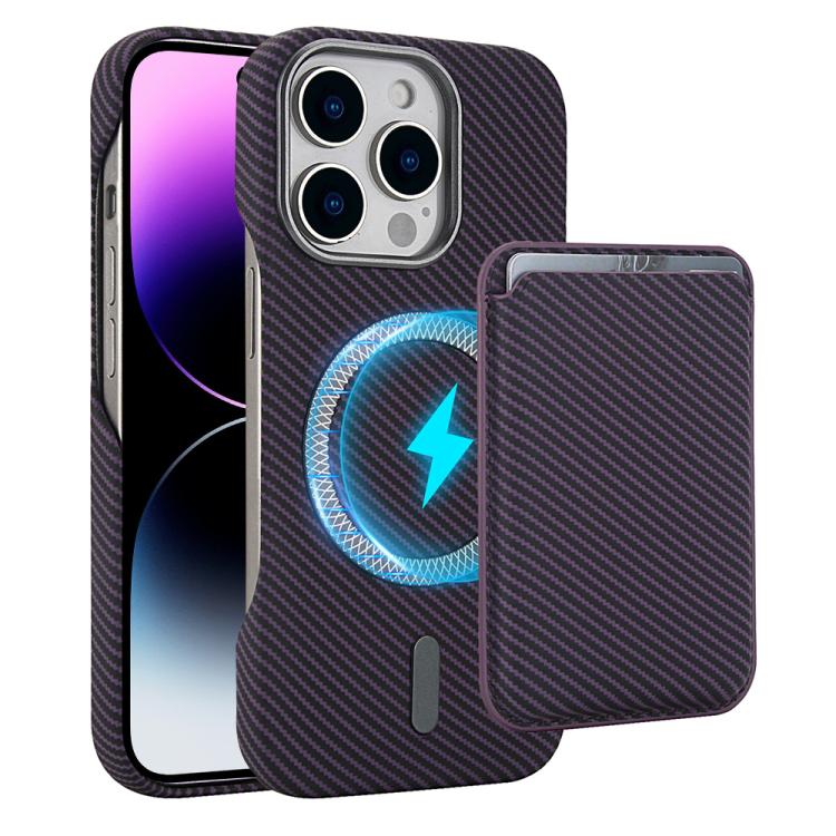 Carbon Fiber MagSafe Magnetic Card Holder Phone Case, For iPhone 14, For iPhone 14 Pro, For iPhone 14 Pro Max, For iPhone 13 Pro Max