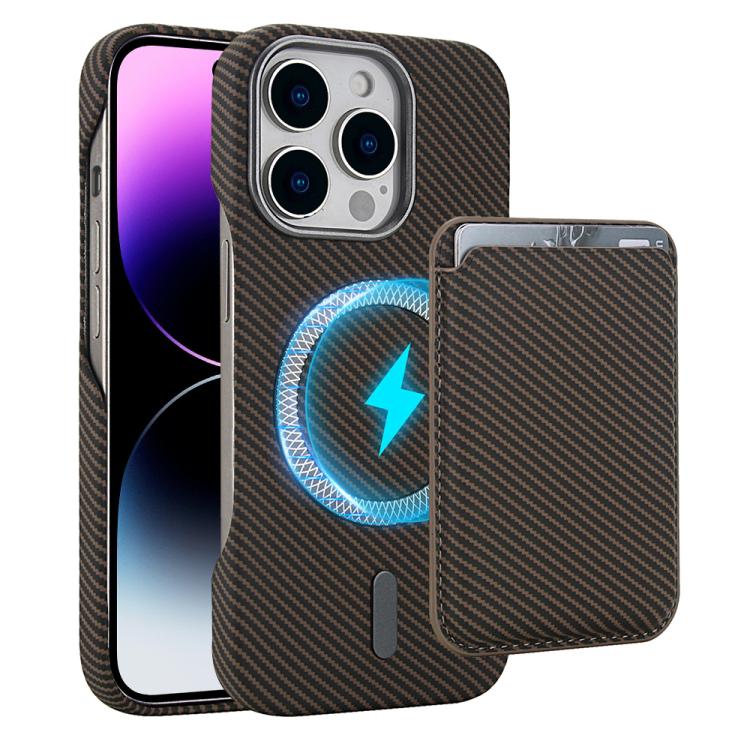 Carbon Fiber MagSafe Magnetic Card Holder Phone Case, For iPhone 14, For iPhone 14 Pro, For iPhone 14 Pro Max, For iPhone 13 Pro Max