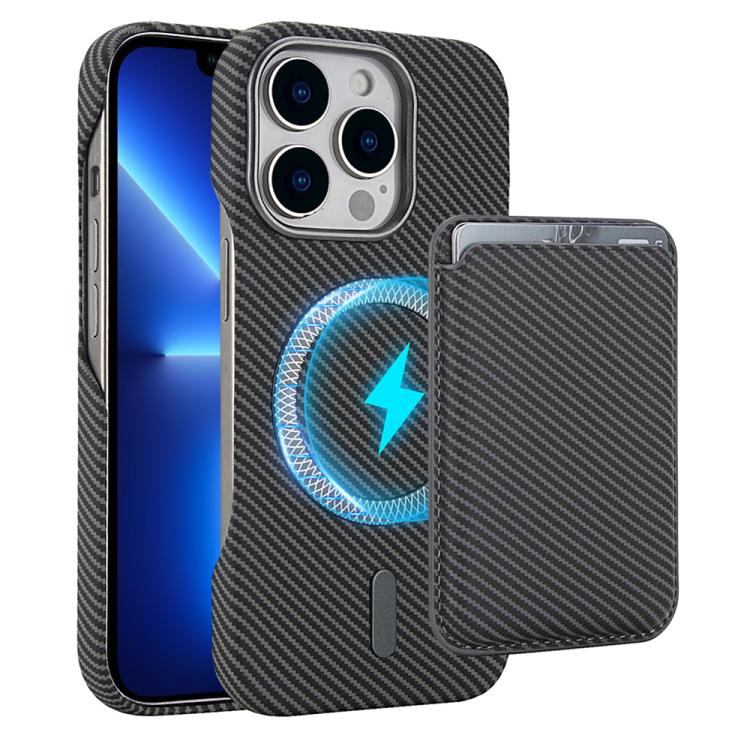 Carbon Fiber MagSafe Magnetic Card Holder Phone Case, For iPhone 13 Pro Max, For iPhone 13 Pro, For iPhone 13, For iPhone 12