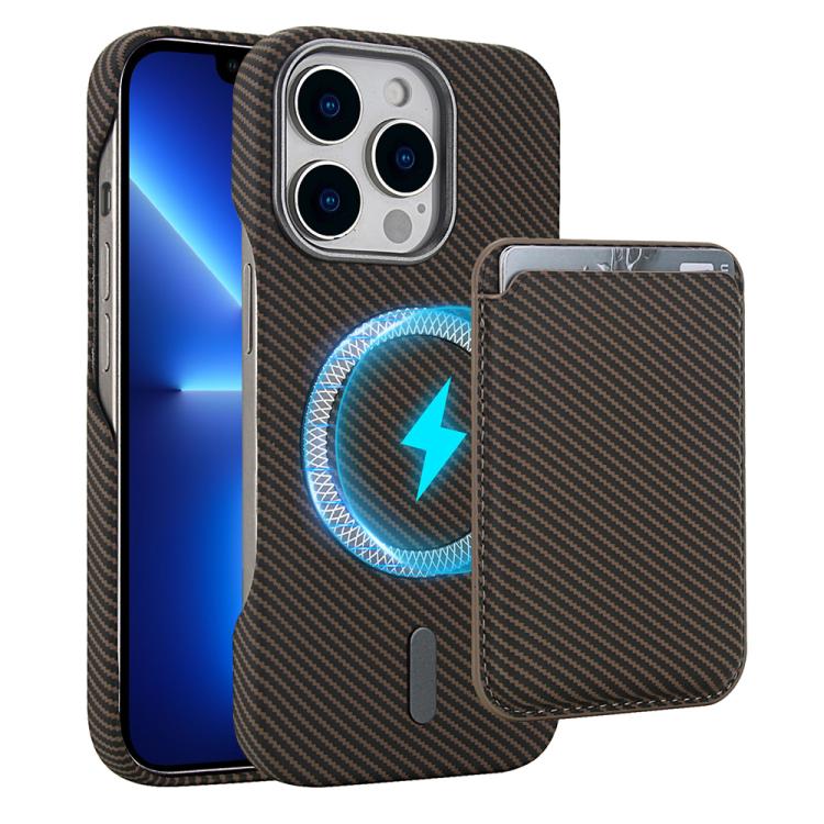 Carbon Fiber MagSafe Magnetic Card Holder Phone Case, For iPhone 13 Pro Max, For iPhone 13 Pro, For iPhone 13, For iPhone 12