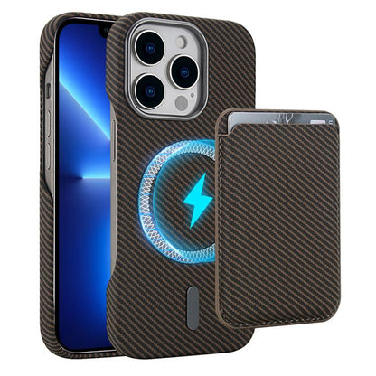 Carbon Fiber MagSafe Magnetic Card Holder Phone Case, For iPhone 13 Pro Max, For iPhone 13 Pro, For iPhone 13, For iPhone 12