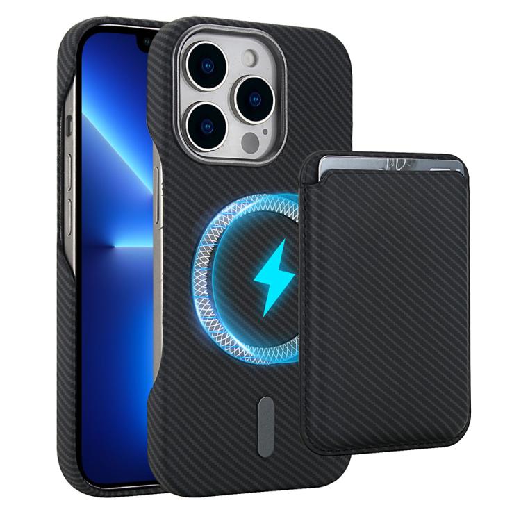 Carbon Fiber MagSafe Magnetic Card Holder Phone Case, For iPhone 13 Pro Max, For iPhone 13 Pro, For iPhone 13, For iPhone 12