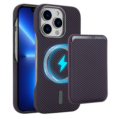 Carbon Fiber MagSafe Magnetic Card Holder Phone Case, For iPhone 13 Pro Max, For iPhone 13 Pro, For iPhone 13, For iPhone 12