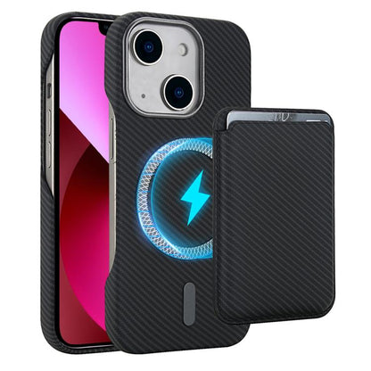 Carbon Fiber MagSafe Magnetic Card Holder Phone Case, For iPhone 13 Pro Max, For iPhone 13 Pro, For iPhone 13, For iPhone 12