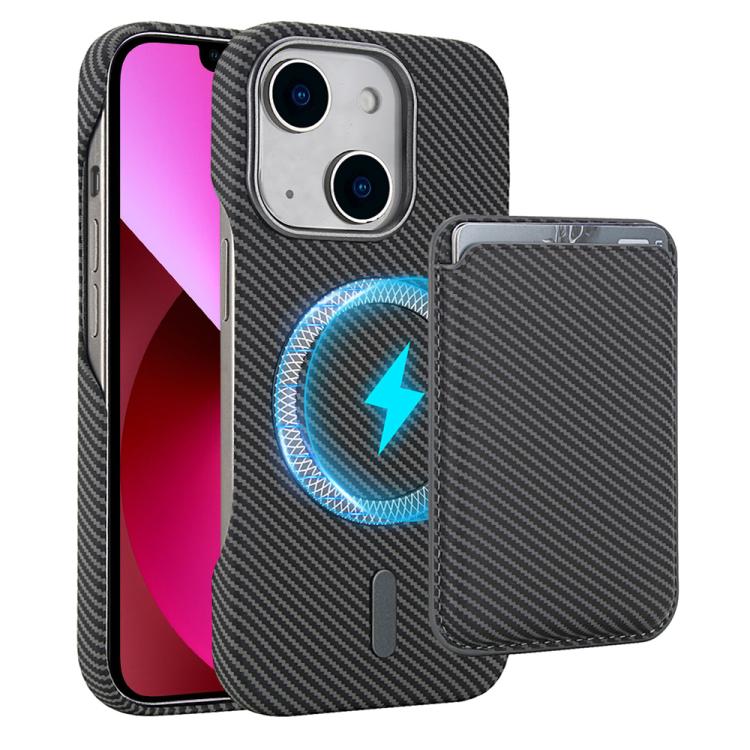 Carbon Fiber MagSafe Magnetic Card Holder Phone Case, For iPhone 13 Pro Max, For iPhone 13 Pro, For iPhone 13, For iPhone 12