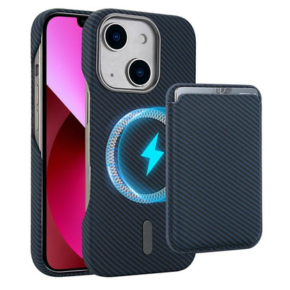 Carbon Fiber MagSafe Magnetic Card Holder Phone Case, For iPhone 13 Pro Max, For iPhone 13 Pro, For iPhone 13, For iPhone 12