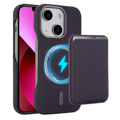 Carbon Fiber MagSafe Magnetic Card Holder Phone Case, For iPhone 13 Pro Max, For iPhone 13 Pro, For iPhone 13, For iPhone 12