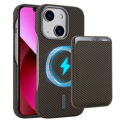Carbon Fiber MagSafe Magnetic Card Holder Phone Case, For iPhone 13 Pro Max, For iPhone 13 Pro, For iPhone 13, For iPhone 12
