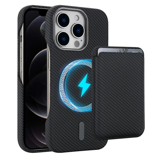 Carbon Fiber MagSafe Magnetic Card Holder Phone Case, For iPhone 12 Pro Max, For iPhone 12 Pro