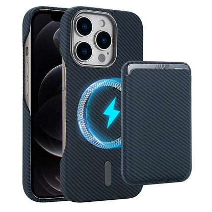 Carbon Fiber MagSafe Magnetic Card Holder Phone Case, For iPhone 13 Pro, For iPhone 13, For iPhone 12, For iPhone 12 Pro Max