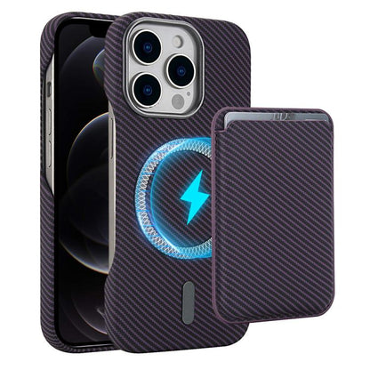 Carbon Fiber MagSafe Magnetic Card Holder Phone Case, For iPhone 13 Pro, For iPhone 13, For iPhone 12, For iPhone 12 Pro Max