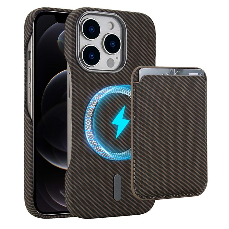 Carbon Fiber MagSafe Magnetic Card Holder Phone Case, For iPhone 13 Pro, For iPhone 13, For iPhone 12, For iPhone 12 Pro Max
