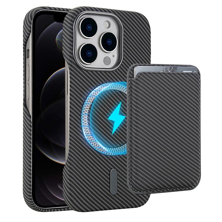 Carbon Fiber MagSafe Magnetic Card Holder Phone Case, For iPhone 12 Pro